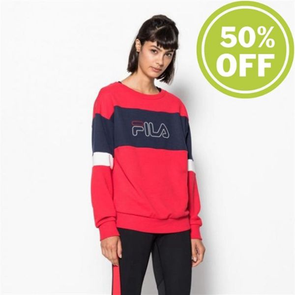 Fila Tiddly Crew Longsleeve Er Women's Sweatshirts - Red/Black,NZ 652-8471